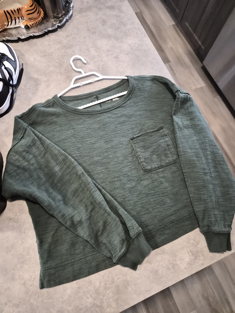 Aerie Green Pocket Crewneck Shirt
